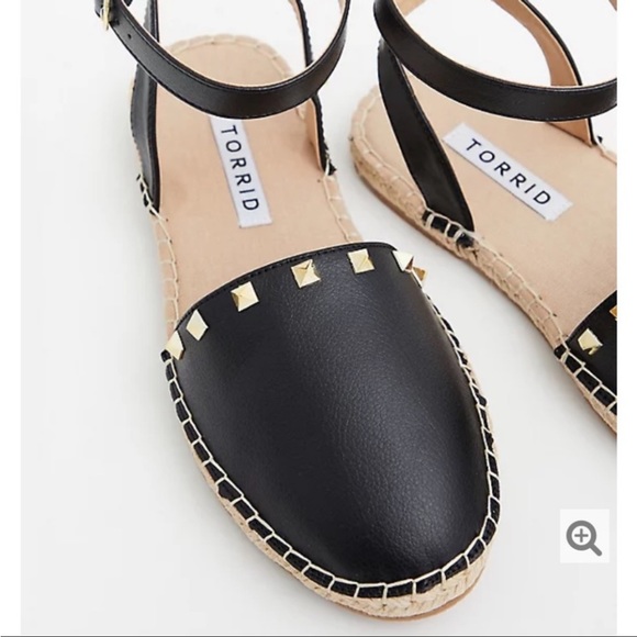 Torrid Ankle Strap Black Espadrille bottom Flats - Picture 2 of 4